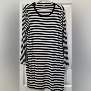 Michael Kors Striped Long Sleeve Dress in Black and White